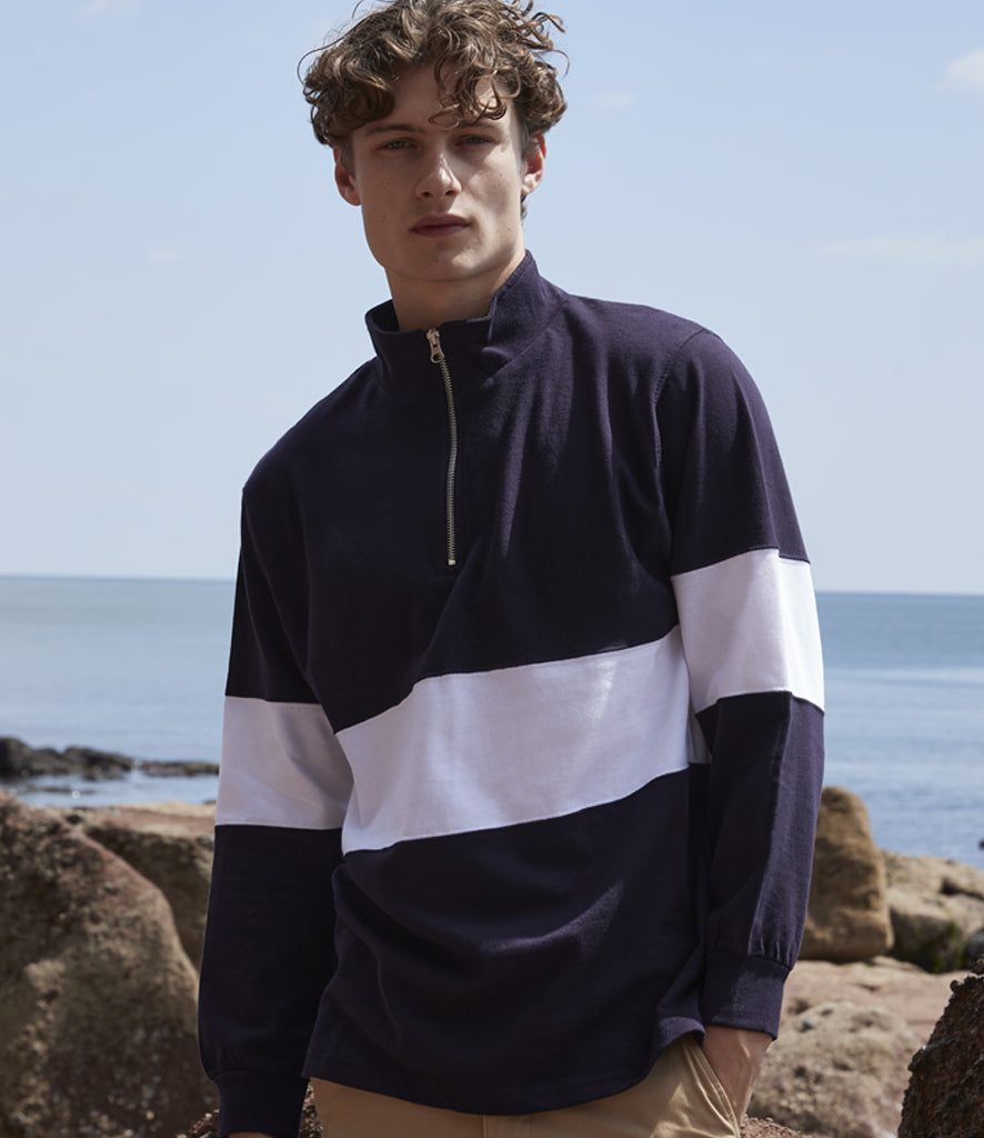 Front Row Panelled 1/4 Zip Neck Top
