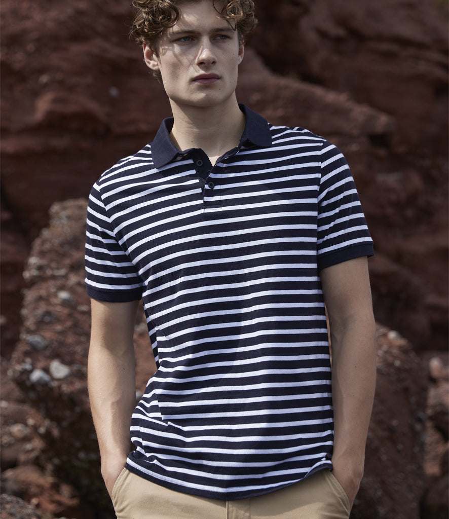 Front Row Striped Jersey Polo Shirt