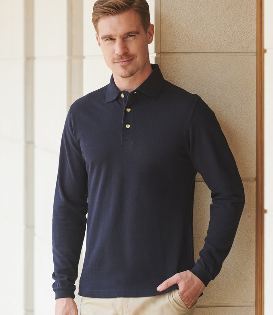 Henbury Long Sleeve Cotton Piqué Polo Shirt