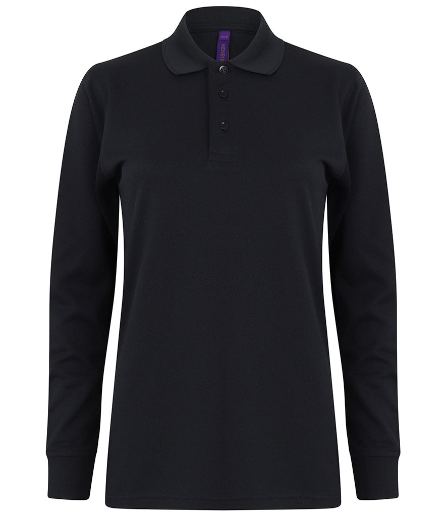 Henbury Unisex Long Sleeve Coolplus® Piqué Polo Shirt