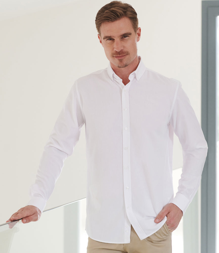 Henbury Long Sleeved Cotton Feel Coolplus® Shirt