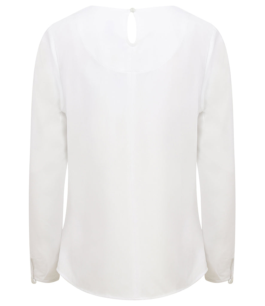 Henbury Ladies Pleat Front Long Sleeve Blouse