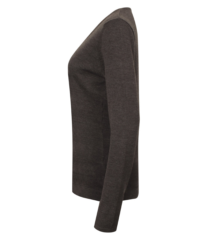 Henbury Ladies Lightweight Cotton Acrylic V Neck Sweater