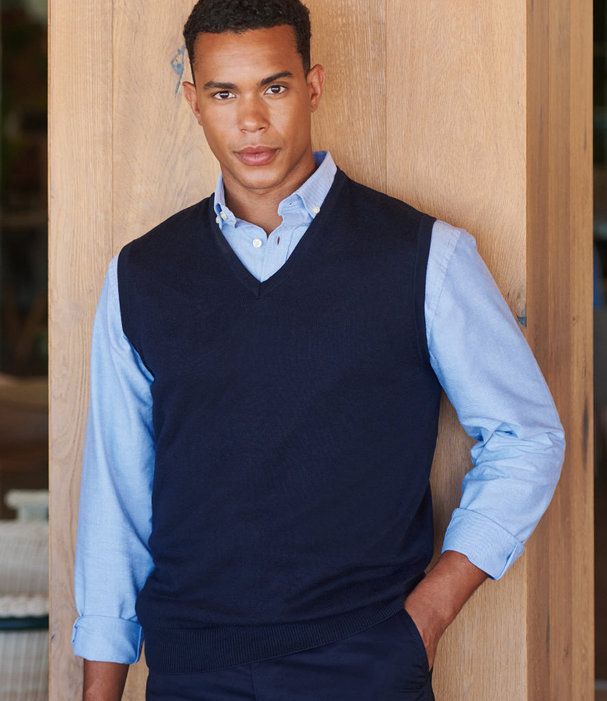 Henbury Lightweight Sleeveless Cotton Acrylic V Neck Sweater