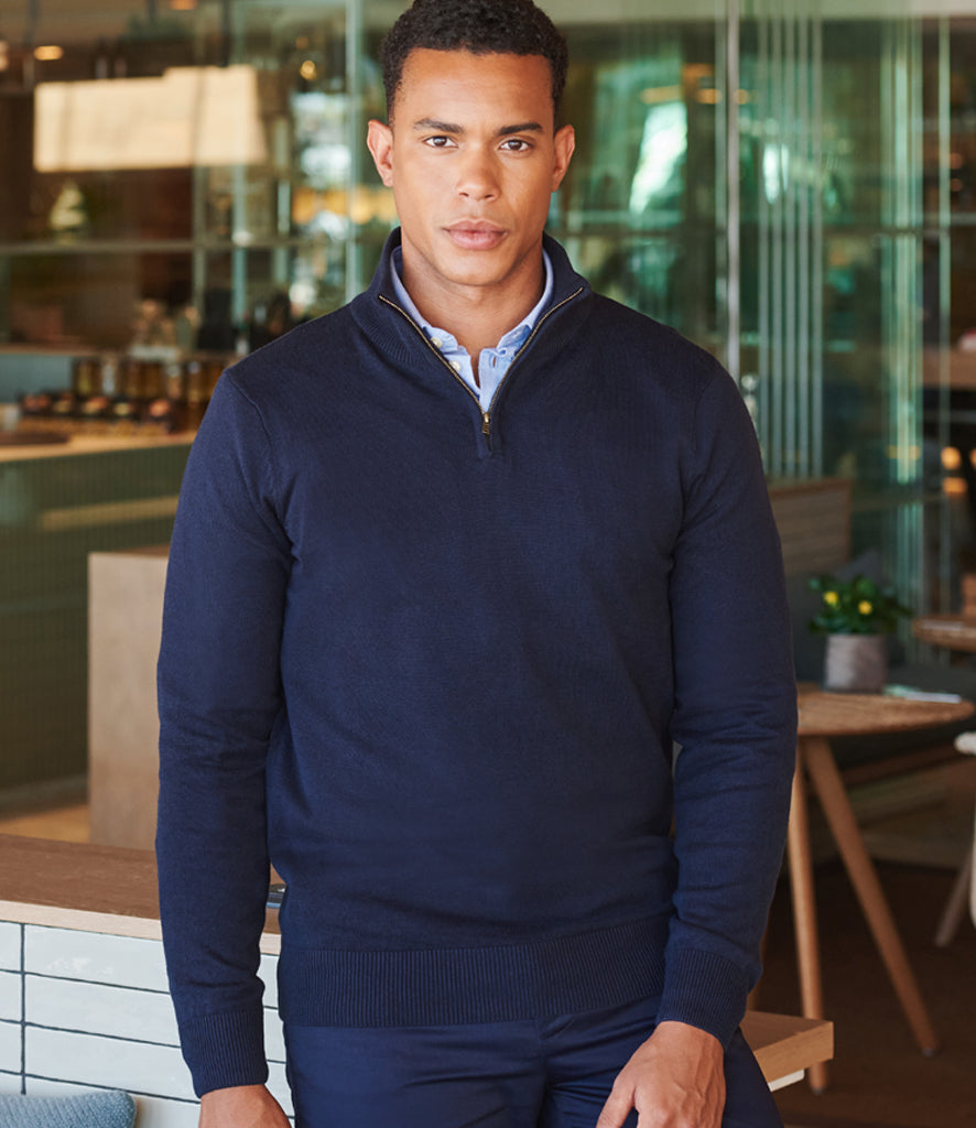 Henbury Zip Neck Sweater