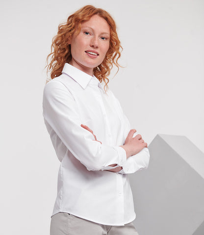 Russell Collection Ladies Long Sleeve Easy Care Oxford Shirt