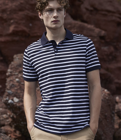 Front Row Striped Jersey Polo Shirt