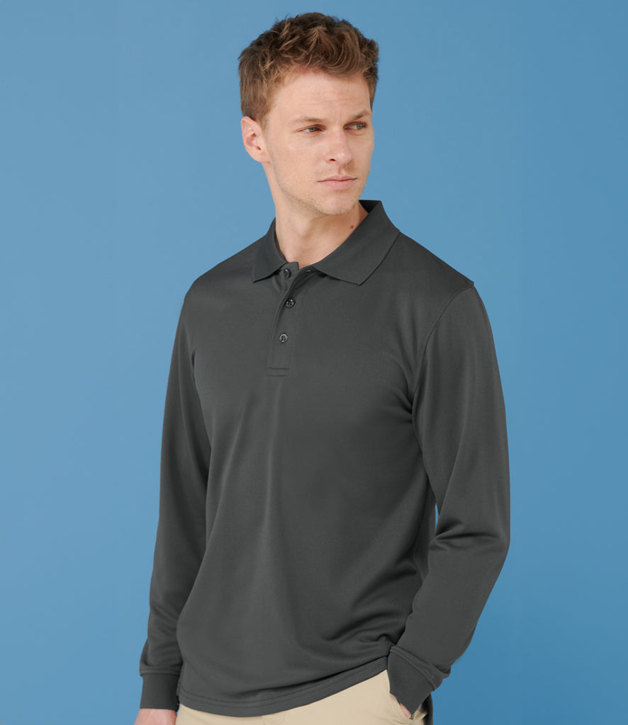 Henbury Unisex Long Sleeve Coolplus® Piqué Polo Shirt