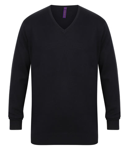 Henbury Lightweight Cotton Acrylic V Neck Sweater