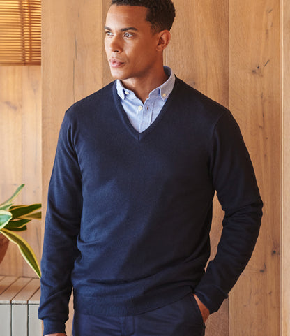 Henbury Lightweight Cotton Acrylic V Neck Sweater