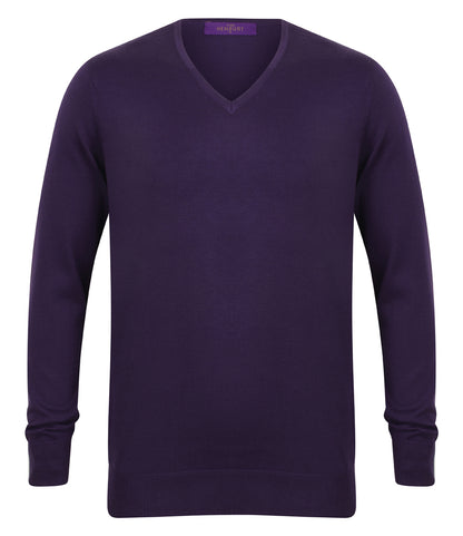 Henbury Lightweight Cotton Acrylic V Neck Sweater