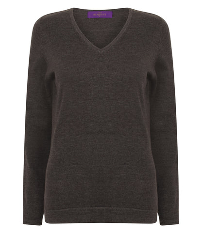 Henbury Ladies Lightweight Cotton Acrylic V Neck Sweater