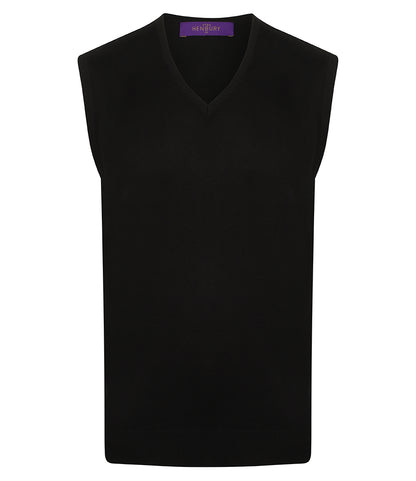 Henbury Lightweight Sleeveless Cotton Acrylic V Neck Sweater