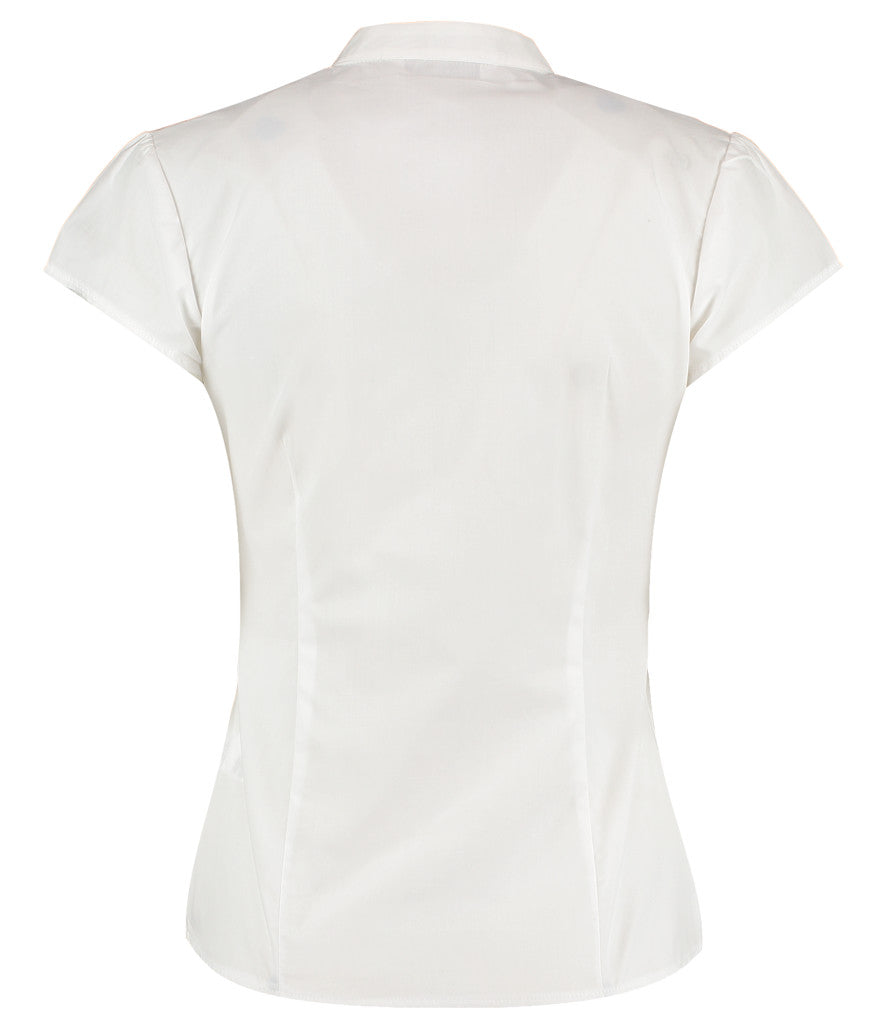 Kustom Kit Ladies Cap Sleeve V Neck Tailored Continental Blouse