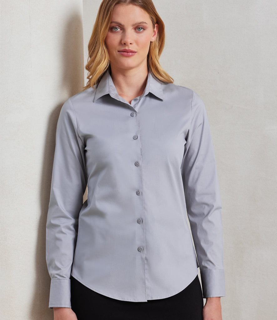 Premier Ladies Long Sleeve Stretch Fit Poplin Shirt